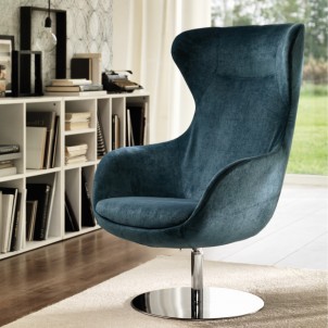 Poltrona con base girevole in acciaio lucidato Poltrona con base girevole in acciaio lucidato